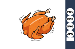 Roasted chicken cartoon style illustration with orange brown Product Image 1