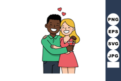 Happy couple embracing with red cocktail and hearts romantic Product Image 1