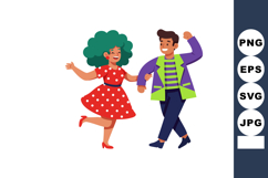 Couple Dancing Together in Colorful Clothes Vector Illustrat Product Image 1