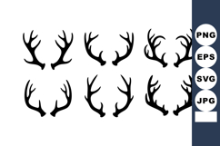 Deer antlers silhouettes vector with various shapes and siz Product Image 1