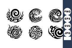 Tribal swirl patterns vector with black circular abstract s Product Image 1