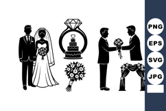 Wedding couple bride and groom in formal attire with bouquet Product Image 1