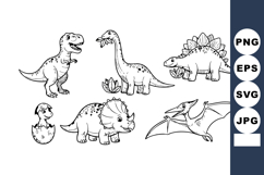 Cute cartoon dinosaurs collection with hatchling triceratops Product Image 1