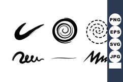 Abstract black ink brush strokes and swirl shapes vector des Product Image 1