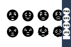 Sad black emoticons with varied expressions vector for emot Product Image 1