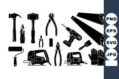 Construction tools and equipment vector with hammer saw dri Product Image 1