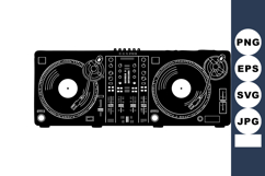 DJ turntables and audio mixer vector illustration in black s Product Image 1