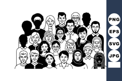 Diverse group of people standing together with various facia Product Image 1