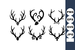 Deer antlers silhouettes with natural elements for rustic d Product Image 1