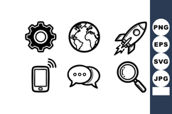 Technology icons with gear globe rocket smartphone chat and Product Image 1
