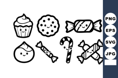 Cute sweet candy cupcake cookie and candy vector for desser Product Image 1