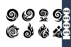 Abstract black fire and wave swirl icons with dynamic energ Product Image 1