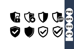 Security shield icons with lock star check mark and approve Product Image 1