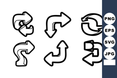 of six black outlined arrow icons showing different curved d Product Image 1