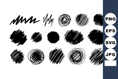 Abstract black hand-drawn scribble shapes and sketchy circle Product Image 1