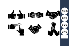 Hand Gesture Icons Showing Thumbs Up Fist Bump Handshake Poi Product Image 1