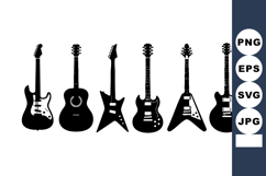 Electric and acoustic guitars vector silhouettes for music d Product Image 1