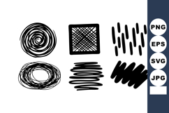 Abstract black ink brush strokes and doodle style vector sha Product Image 1