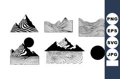 Abstract mountain landscape vector with circular sun shapes Product Image 1