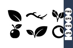 Collection of simple black plant and leaf icons vector with Product Image 1