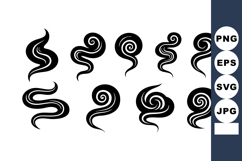 Abstract smoke swirl shapes vector with black curved lines Product Image 1
