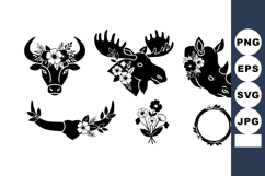 Animal silhouettes with floral decorations vector including Product Image 1