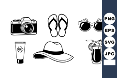Summer vacation essentials vector with camera, flip flops, Product Image 1