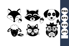 Cute animal faces with glasses and accessories including fox Product Image 1