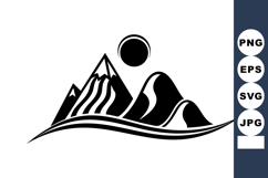 Mountain landscape with sun and rolling hills vector design Product Image 1