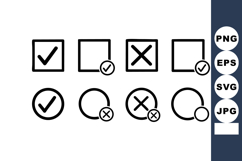 Checkmark and Cross Symbols Vector with Boxes and Circles f Product Image 1