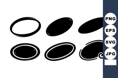 of six black hand-drawn oval shapes with rough brush stroke Product Image 1