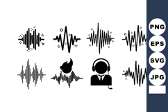 Sound wave icons with head customer support and music audio Product Image 1