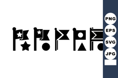 Abstract black flag icons with stars and circles vector desi Product Image 1