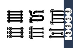 Industrial black pipe fittings vector icons for plumbing and Product Image 1