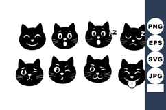 Cat emoticons with various facial expressions and moods in Product Image 1