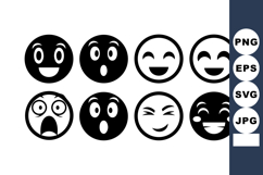 of diverse black and white expressive smiley emoticons showi Product Image 1