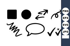 Basic black hand-drawn shapes arrows speech marks and check Product Image 1