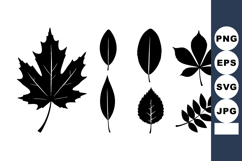 of different black silhouette leaves vector with detailed sh Product Image 1