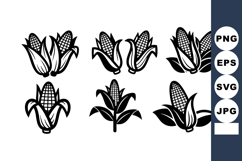 Corn icons with black silhouette style showing different hu Product Image 1