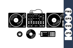 DJ turntable with mixer and vinyl records vector illustrati Product Image 1