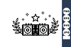 Retro boombox with stars and laurel wreath vintage music pla Product Image 1