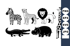 African wild animals vector with zebra cheetah lion giraffe Product Image 1