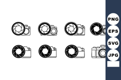Camera shutter aperture icons with various open and closed p Product Image 1