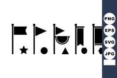 of Six Different Black Flag Icons with Various Symbols and S Product Image 1