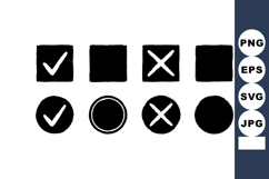 Black and white checkmark and cross marks with circular and Product Image 1