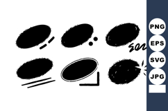 Abstract black brush stroke oval shapes for creative design Product Image 1