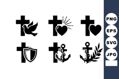 Christian symbols with cross heart dove anchor and shield ve Product Image 1