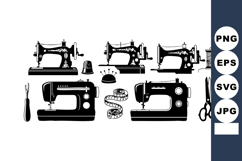 Vintage and modern sewing machines with accessories collecti Product Image 1