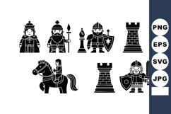 Medieval chess pieces with king queen bishop knight rook an Product Image 1