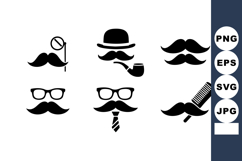 Mustache and Men Accessories Vector with Glasses Tie Pipe C Product Image 1